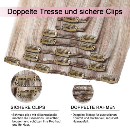 Echthaar Clip-in Extensions Aschblond #18p1000, 45cm