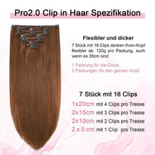 Rotbraune Clip-in Haarverlängerung Echthaar #33, 45cm