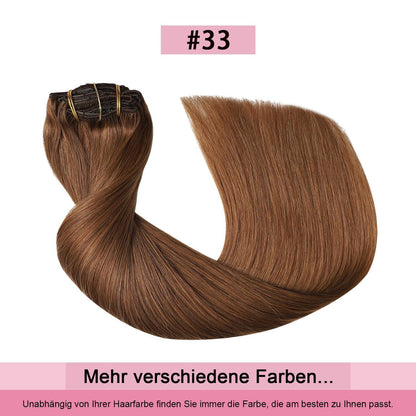 Rotbraune Clip-in Haarverlängerung Echthaar #33, 45cm