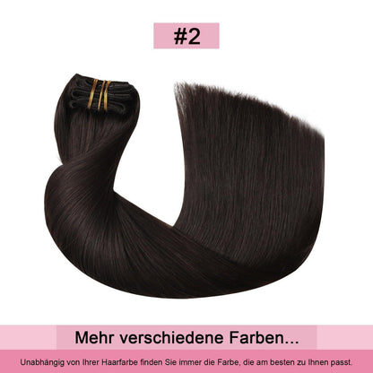 Clip-in Haarverlängerung Echthaar Dunkelbraun #2 – 35cm