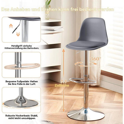 Modernes Barhocker-Set (2x Grau) – Höhenverstellbar & Drehbar