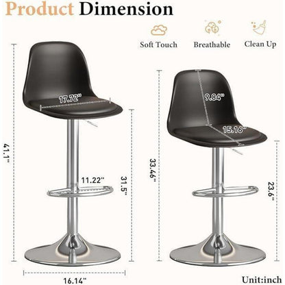 Modernes Barhocker-Set (4x Schwarz) – Höhenverstellbar & Drehbar