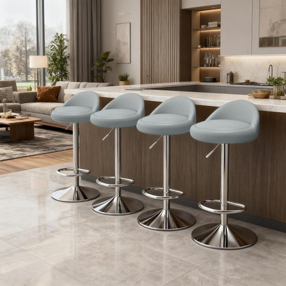 Barhocker-Set 4er-Pack, drehbar & höhenverstellbar, Grau