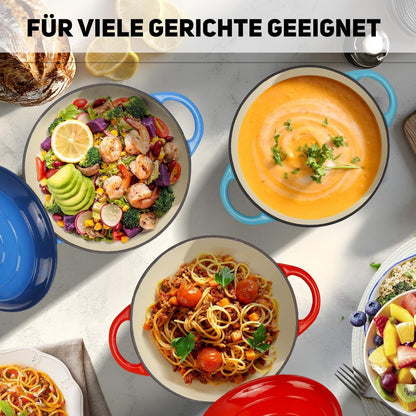 Gusseisen Schmortopf 5L - Dunkelblau, Emailliert & Vielseitig