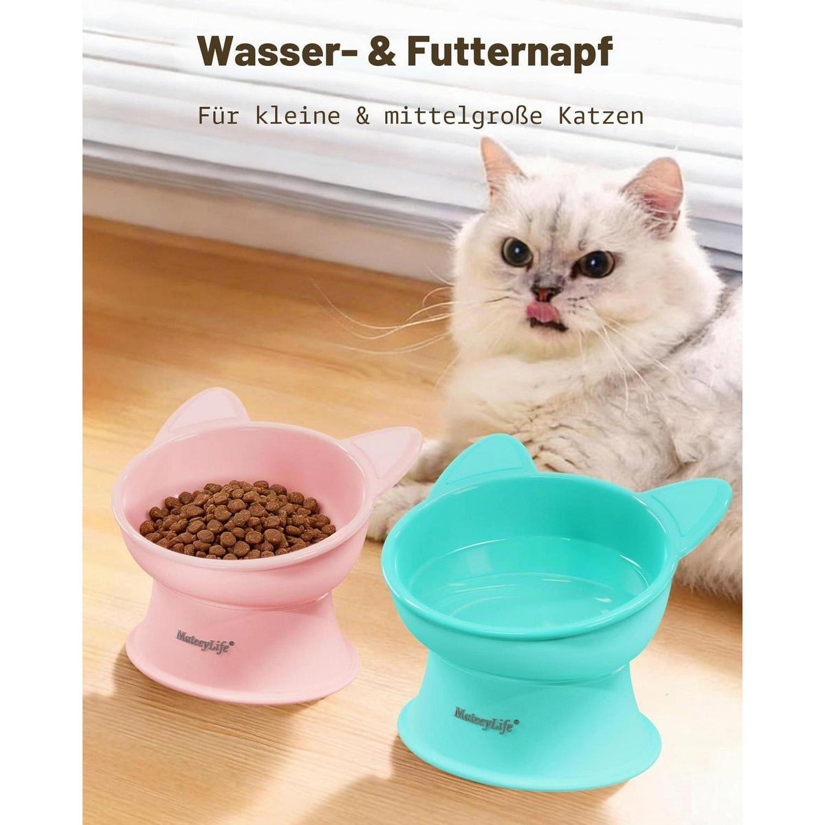 Erhöhter Katzennapf Set 2er-Pack PinkGreen