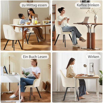 Drehbarer Esszimmerstuhl mit Armlehne & Samtbezug - 2er Set Beige