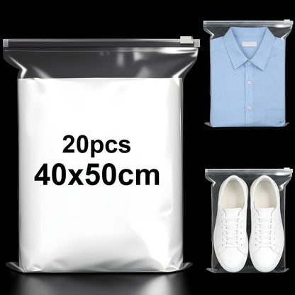 20x Zipper Beutel 40x50 cm | Wiederverwendbare Zip-Beutel für Kleidung & Reise