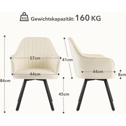 Drehbarer Esszimmerstuhl mit Armlehne & Samtbezug – 6er Set Beige