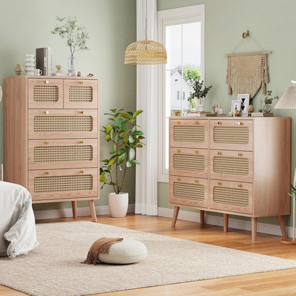 Rattan Schubladenschrank mit Kippschutz – Kommode für Schlafzimmer & Co.