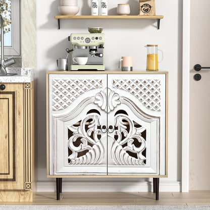 Graues Sideboard Holz mit Verstellbarem Regal – Landhausstil Schrank