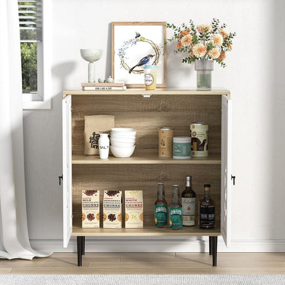 Graues Sideboard Holz mit Verstellbarem Regal – Landhausstil Schrank