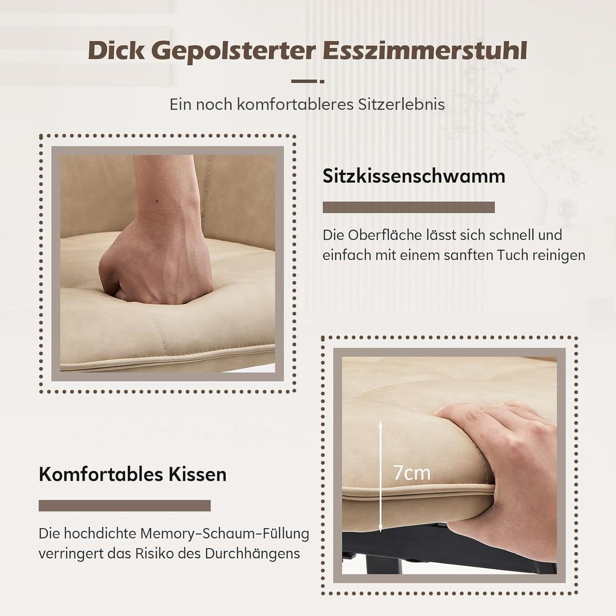 Drehbare Esszimmerstühle 6er Set Beige in Lederoptik