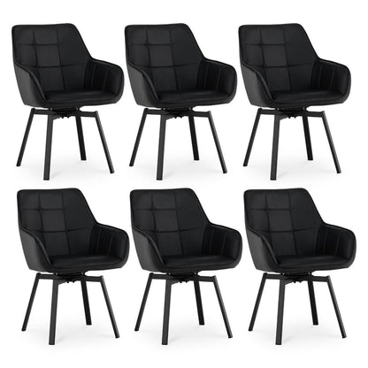 Drehbare Esszimmerstühle 6er Set Schwarz in Lederoptik