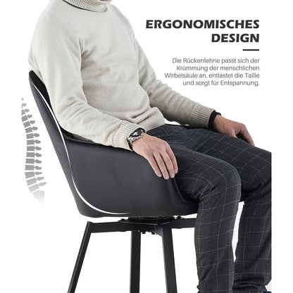 Drehbare Esszimmerstühle 6er Set Schwarz in Lederoptik