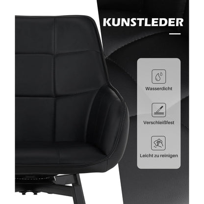 Drehbare Esszimmerstühle 6er Set Schwarz in Lederoptik