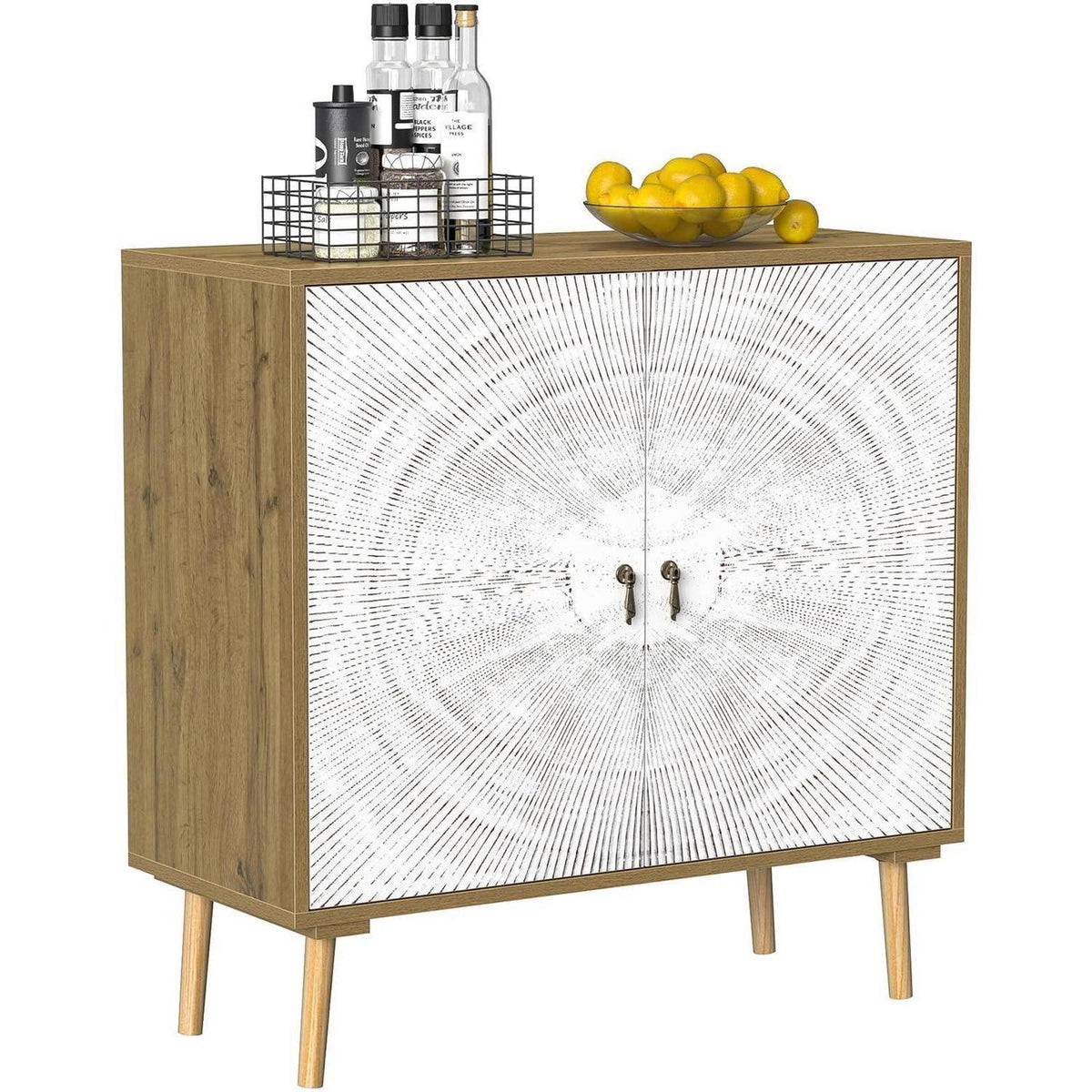 Vintage Sideboard mit Verstellbarem Regal & Massivholzbeinen