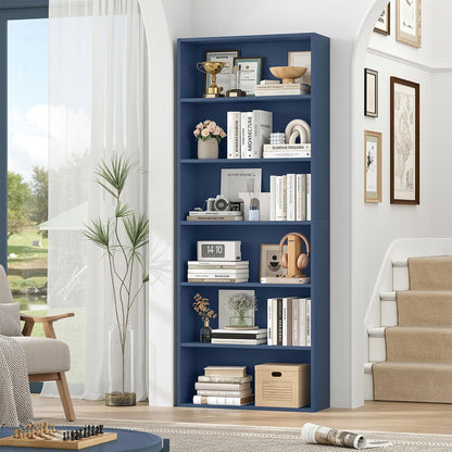 Holzregal mit 6 Fächern – Bücherregal blau 180cm