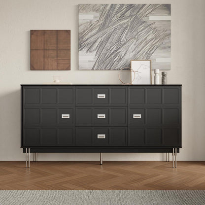 Schwarzes Sideboard mit 3 Schubladen & 2 Türen – 160cm
