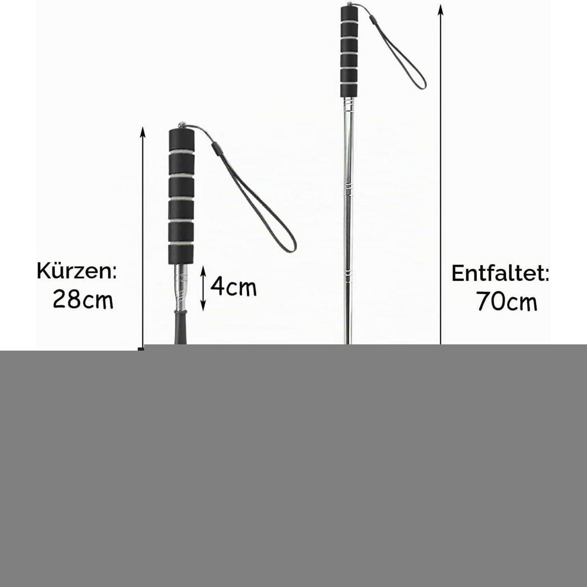 Teleskopischer Schuhlöffel Edelstahl 30-70cm mit rutschfestem Griff