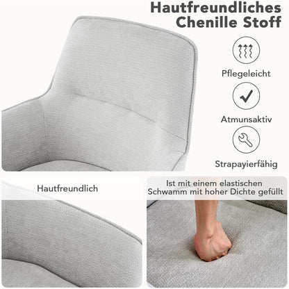 Drehbarer Esszimmerstuhl Set 6x – Bequemer Chenille Polsterstuhl