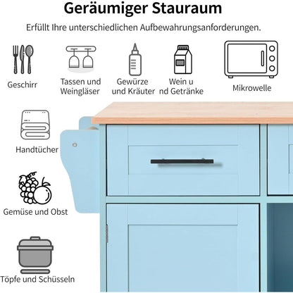 Küchenwagen mit Klappplatte & Ablagetür, Schwarz & Holzoptik