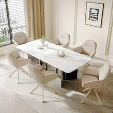 Esszimmerstuhl Beige mit Armlehnen – 6er Set Drehstuhl