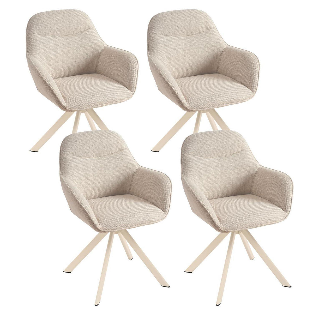 Esszimmerstuhl Beige mit Armlehne – 4er Set, Drehstuhl Modern