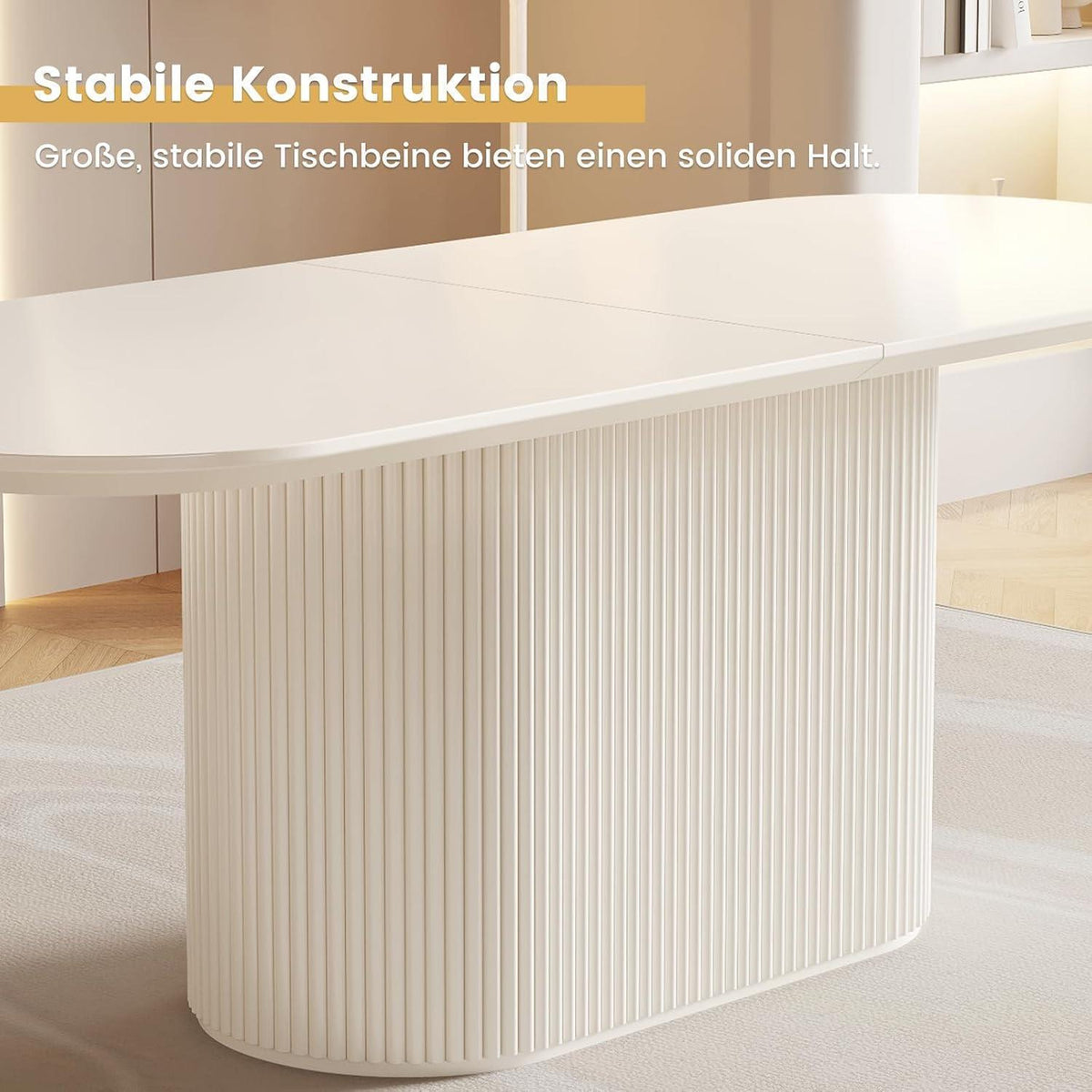 Weißes Esstisch Set mit 4 Stühlen – Skandinavisches Design 220cm