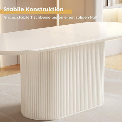 Weißes Esstisch Set mit 4 Stühlen – Skandinavisches Design 220cm