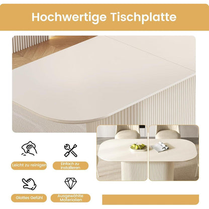 Weißes Esstisch Set mit 4 Stühlen – Skandinavisches Design 220cm
