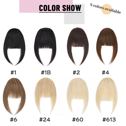 Clip-in Pony Echthaar Curved Bangs mit Schläfen Mittelbraun #4