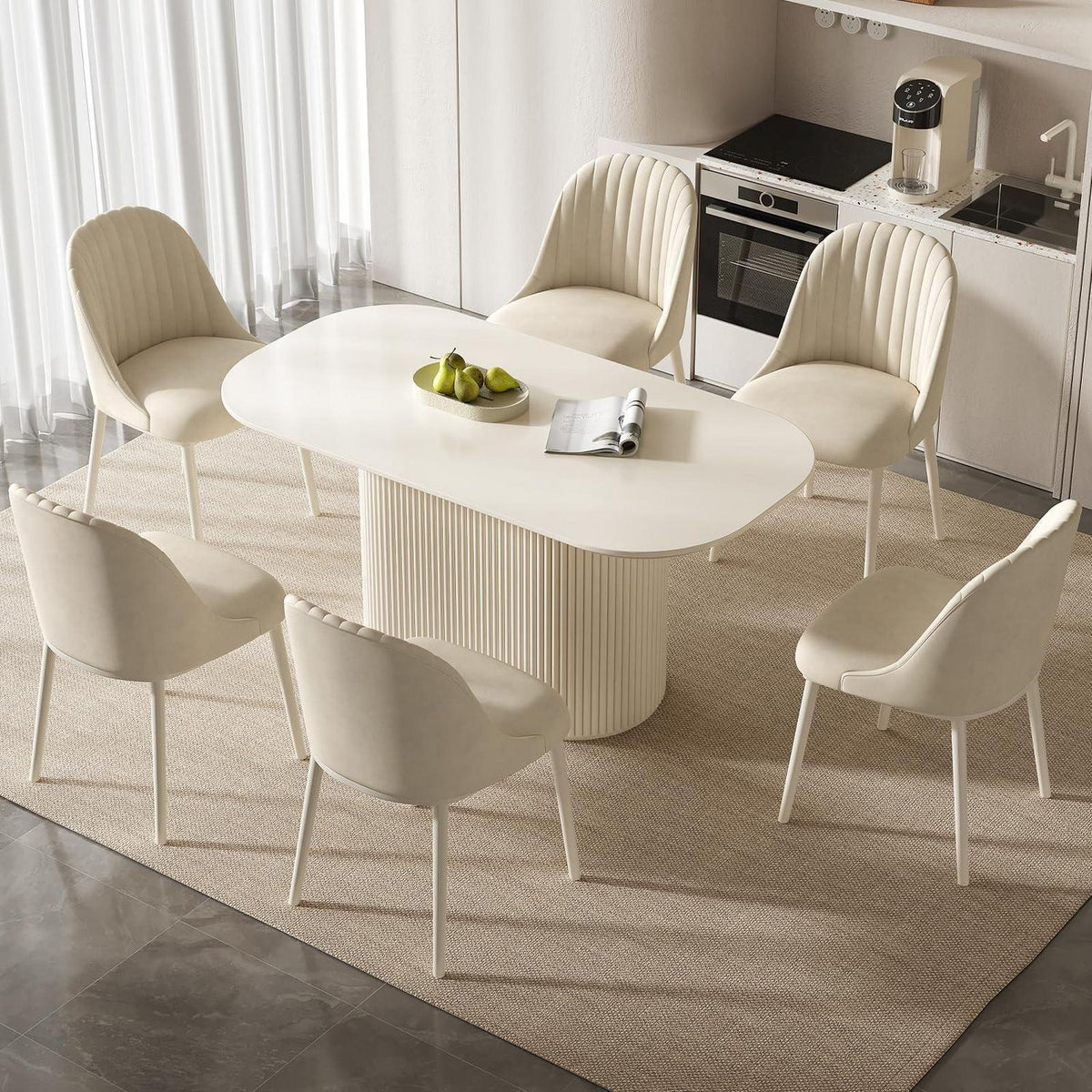 Weißes Esstisch Set mit 6 Stühlen – Skandinavisches Design 160cm