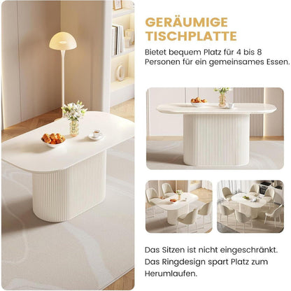 Weißes Esstisch Set mit 6 Stühlen – Skandinavisches Design 160cm