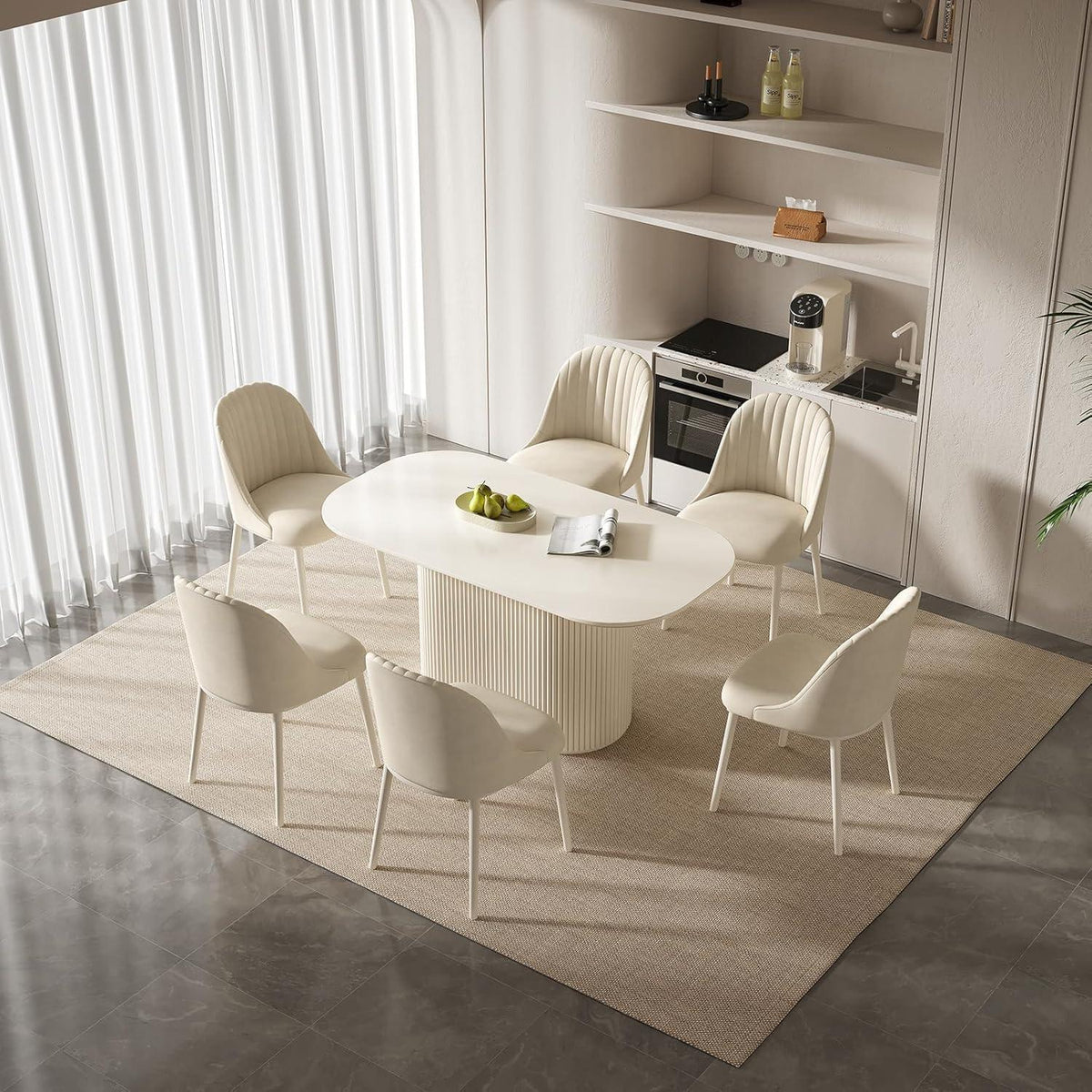 Weißes Esstisch Set mit 6 Stühlen – Skandinavisches Design 160cm
