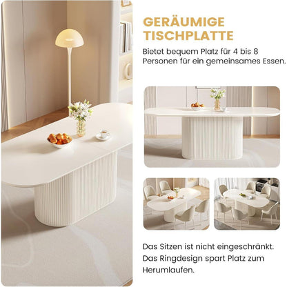 Weißes Esstisch Set mit 8 Stühlen – Skandinavisches Design 220cm
