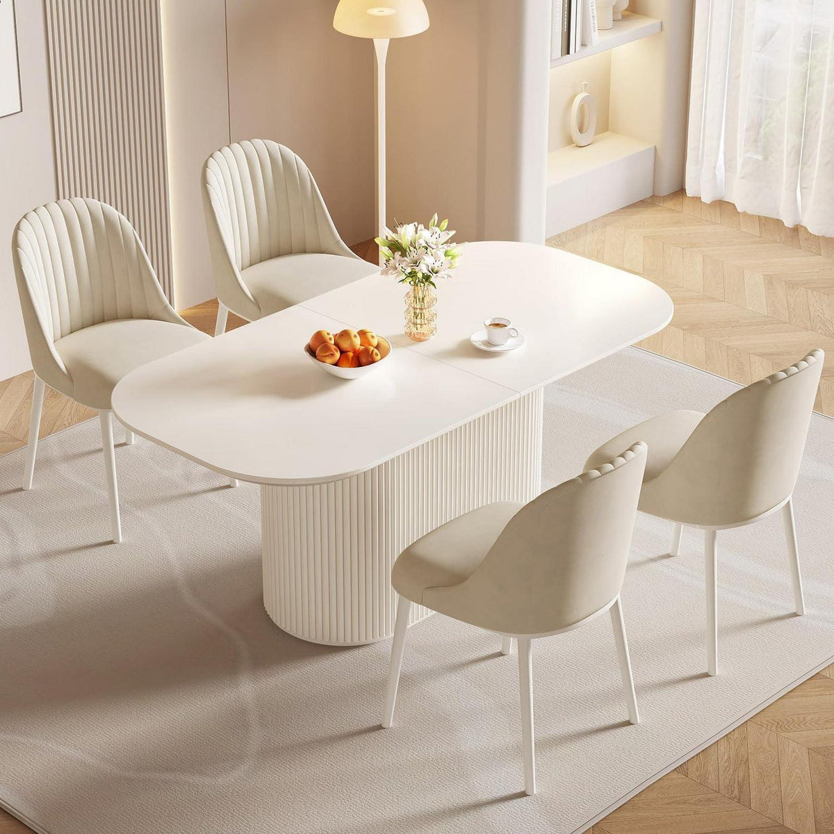 Weißes Esstisch Set mit 4 Stühlen – Skandinavisches Design