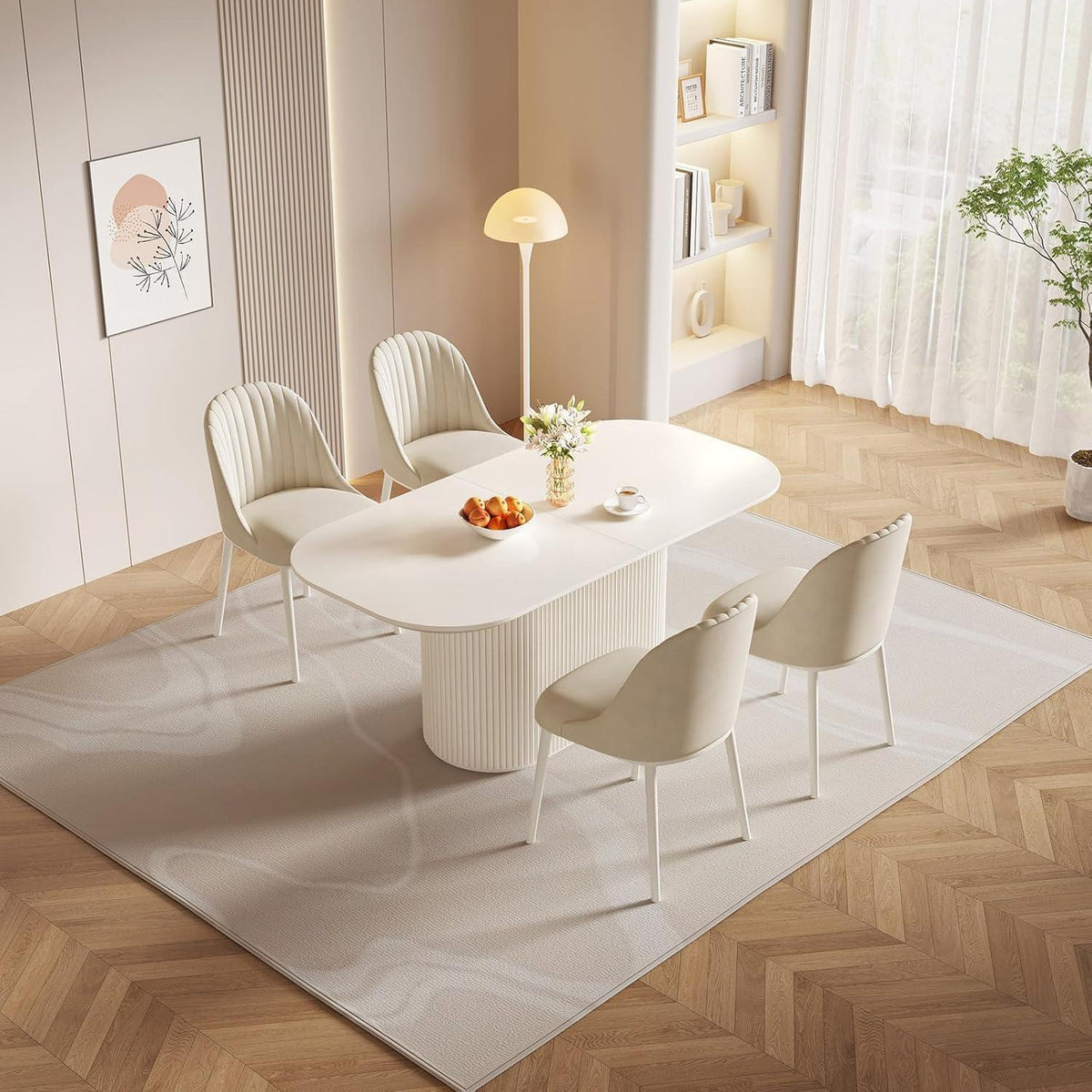 Weißes Esstisch Set mit 4 Stühlen – Skandinavisches Design