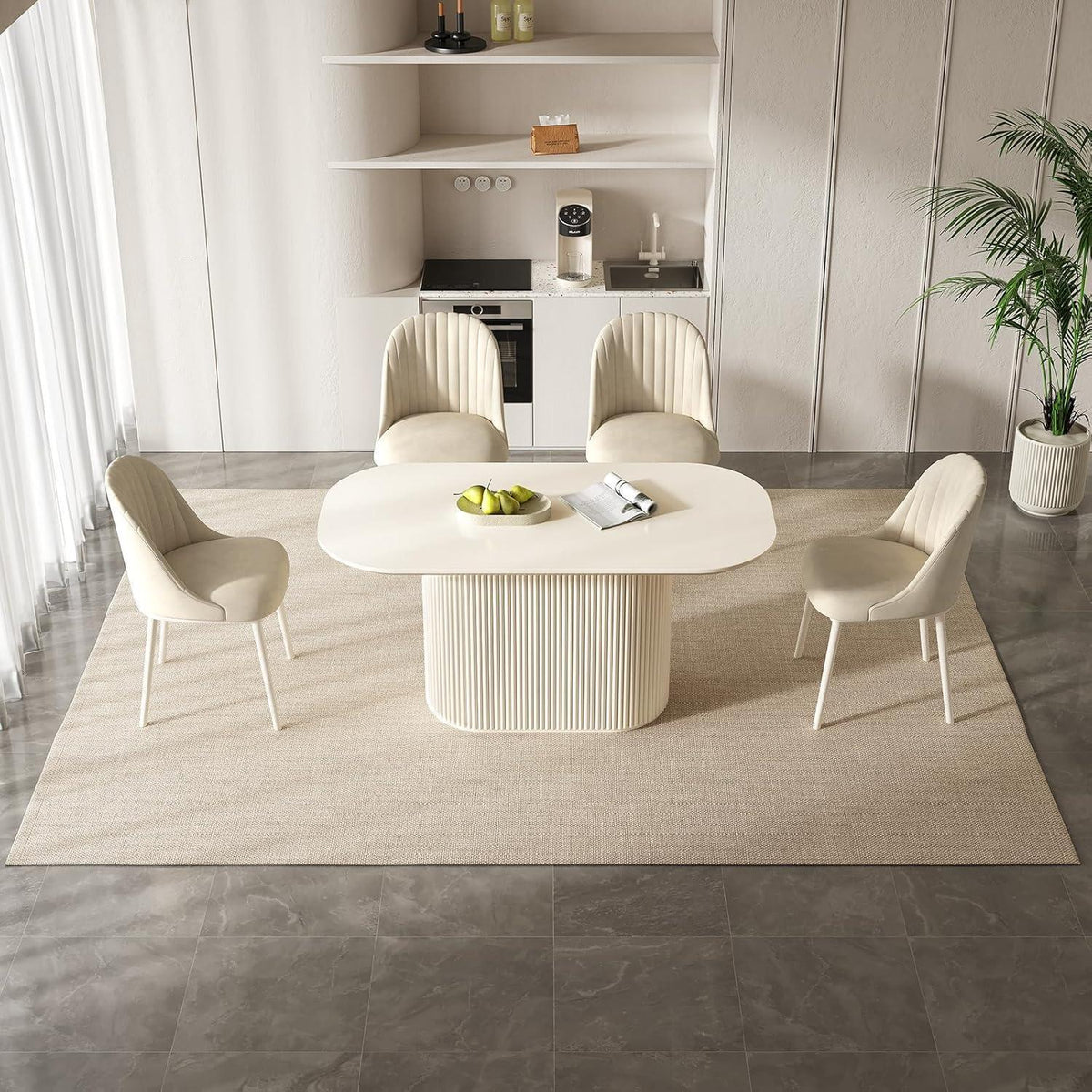 Weißes Esstisch Set mit 4 Stühlen – Skandinavisches Design 160cm