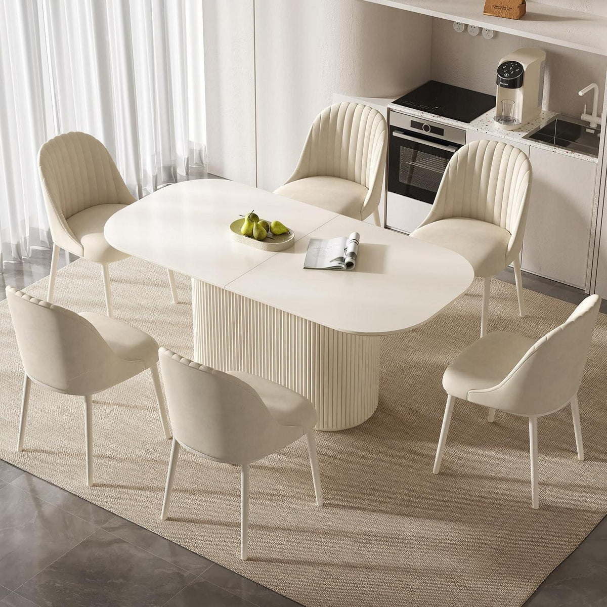 Weißes Esstisch Set mit 6 Stühlen – Skandinavisches Design