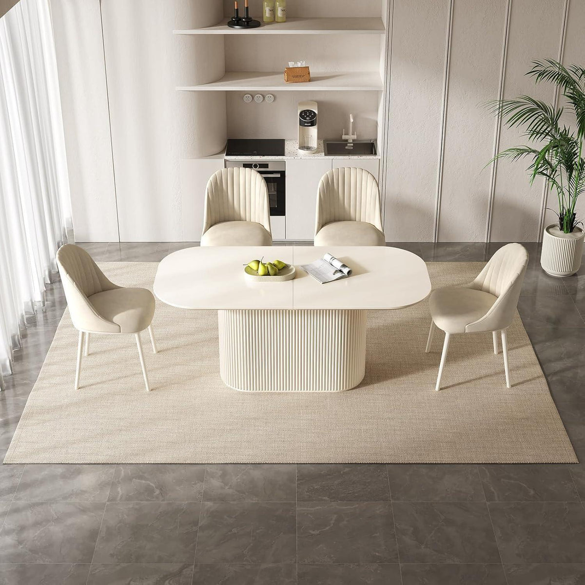 Weißes Esstisch Set mit 6 Stühlen – Skandinavisches Design
