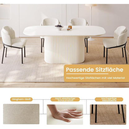 Esszimmertisch Set Weiß mit 6 Stoffstühlen – Skandinavisches Design