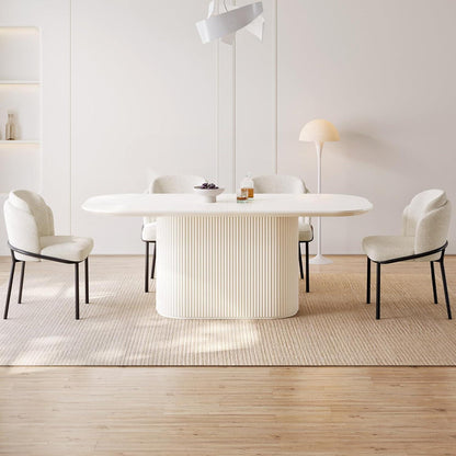 Esszimmertisch Set Weiß mit 4 Stoffstühlen – Skandinavisches Design