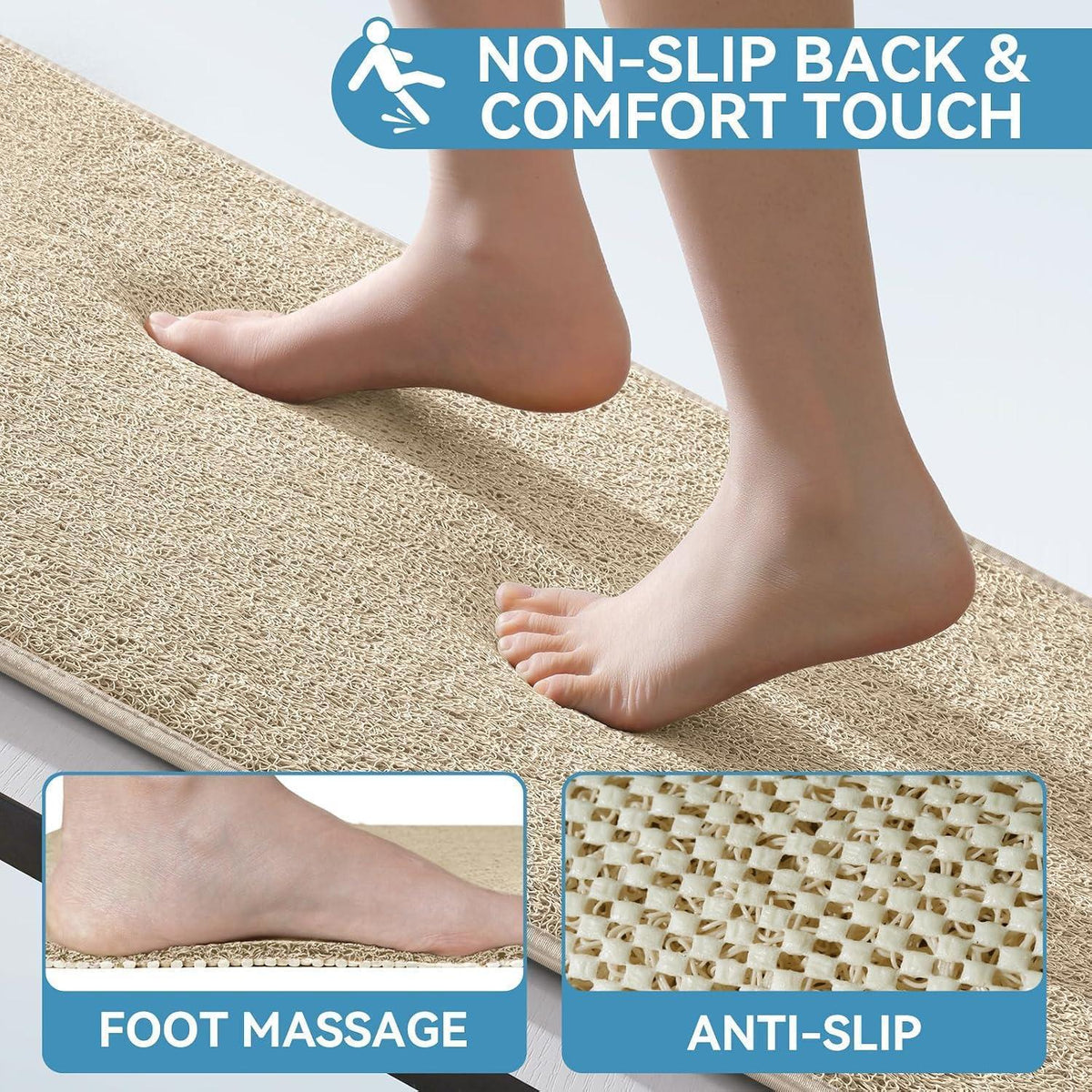 Rutschfeste Duschmatte Beige 80x50cm – Schnelltrocknend & Schimmelresistent