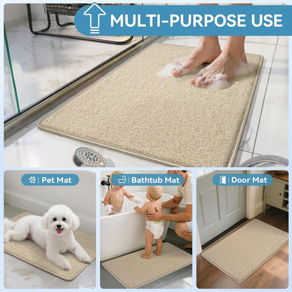 Rutschfeste Duschmatte Beige 80x50cm – Schnelltrocknend & Schimmelresistent