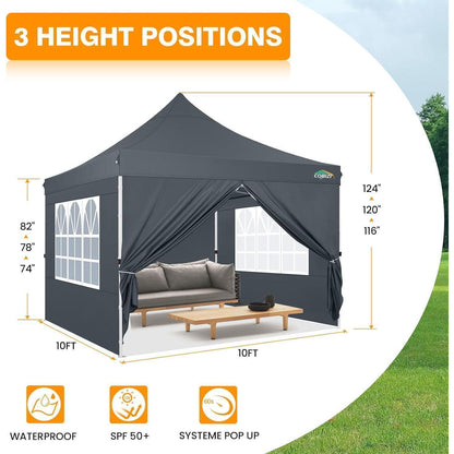 Faltpavillon 3x3 wasserdicht mit Seitenwänden & UV-Schutz