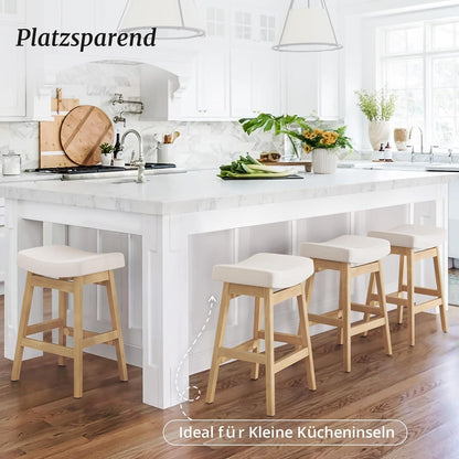 Barhocker Set 3er Beige – 61cm, Stoff Sitzfläche & Fußstütze