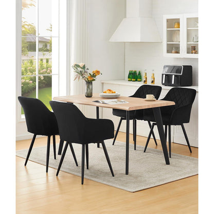 Drehbare Esszimmerstühle Set 6 – Samt, Schwarz