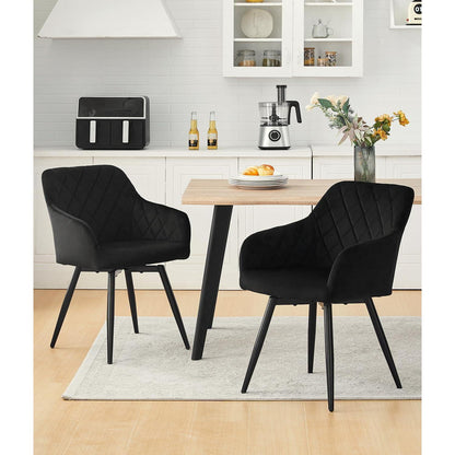 Drehbare Esszimmerstühle Set 6 – Samt, Schwarz