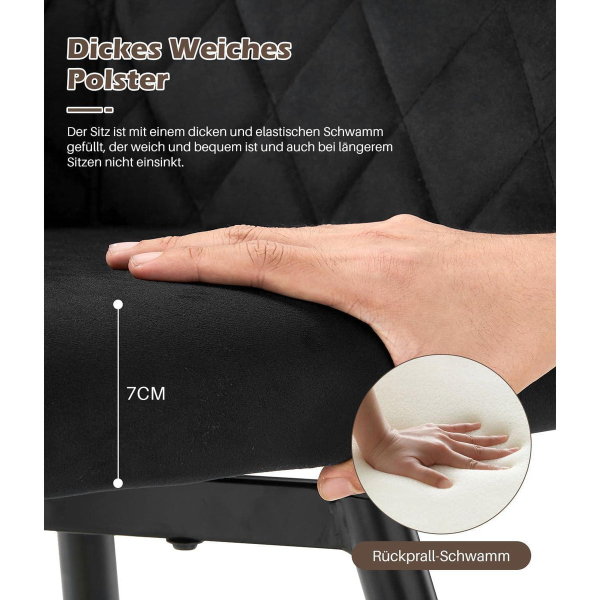 Drehbare Esszimmerstühle Set 6 – Samt, Schwarz