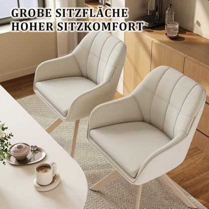 Drehbarer Esszimmerstuhl Set (2x) mit Armlehne – Beige